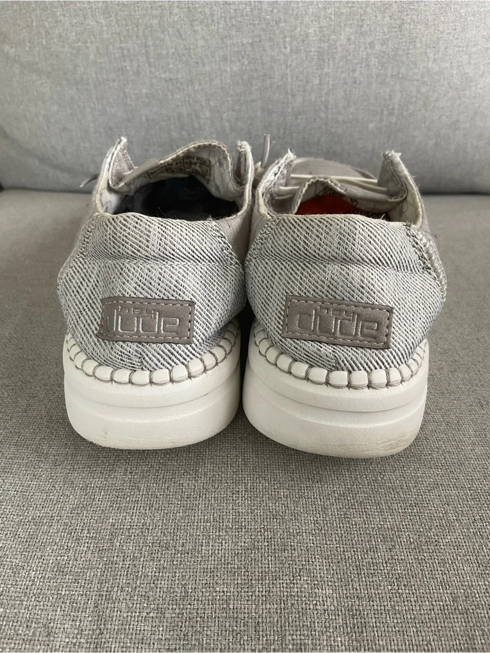 Hey Dude Grey Slip-On Boat Shoes with White Sole